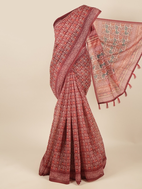 

Pothys Mauve Batik Printed Cotton Blend Saree