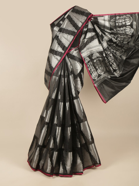 

Pothys Black & Silver-Toned Saree