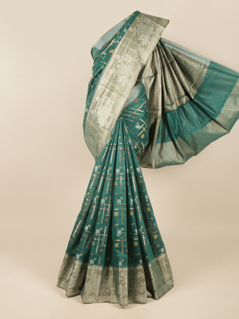 

Pothys Green & Gold-Coloured Woven Design Zari Saree