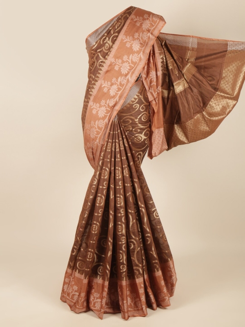 

Pothys Brown & Gold-Coloured Woven Design Zari Saree