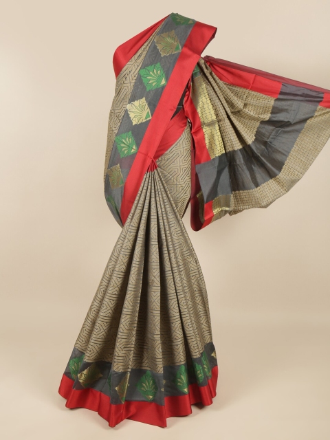 

Pothys Grey & Red Zari Saree