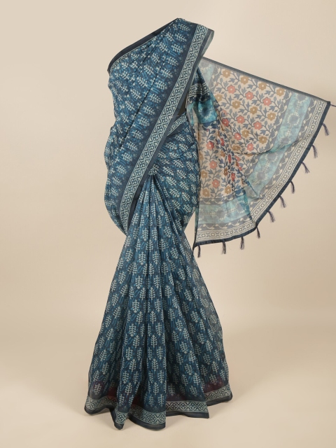 

Pothys Blue & White Floral Printed Saree