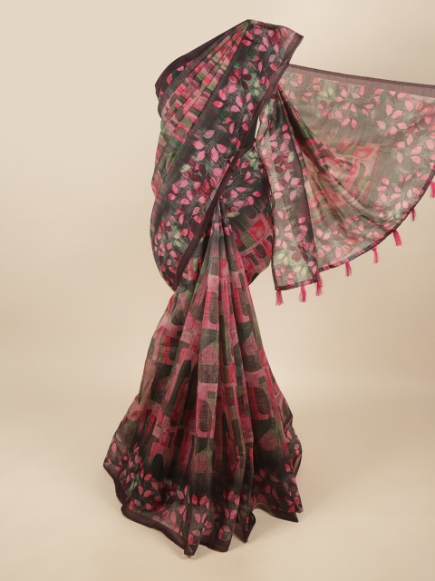 

Pothys Pink & Black Abstract Printed Cotton Blend Saree