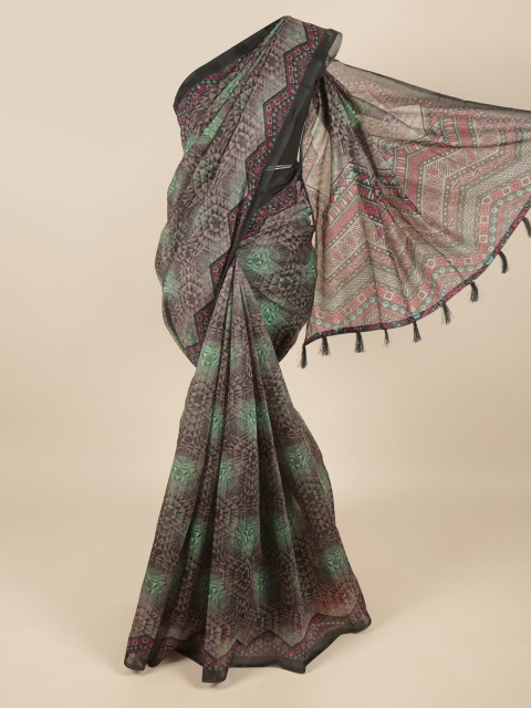 

Pothys Black & Green Printed Saree