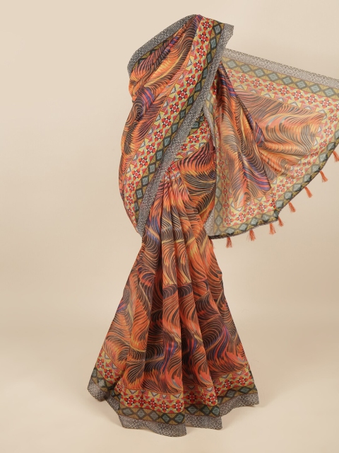 

Pothys Orange & Blue Printed Saree