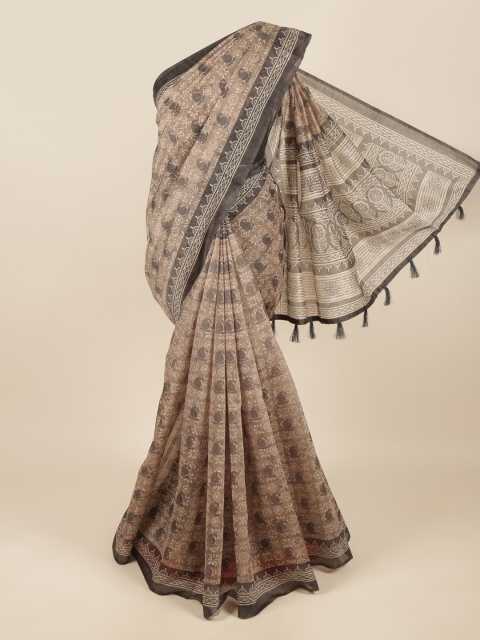 

Pothys Grey & Beige Batik Printed Saree