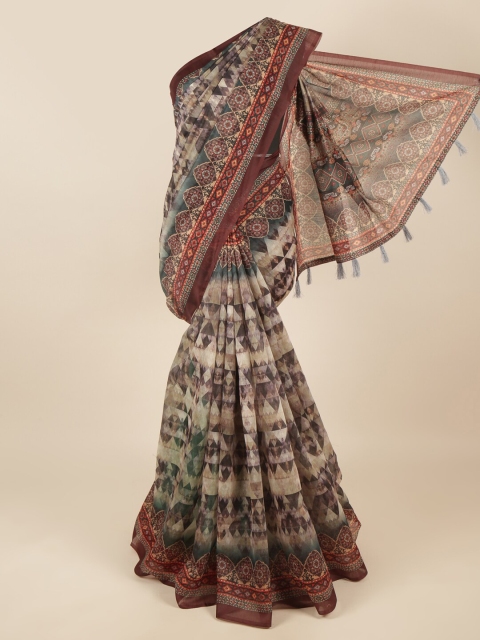 

Pothys Beige & Purple Abstract Printed Saree