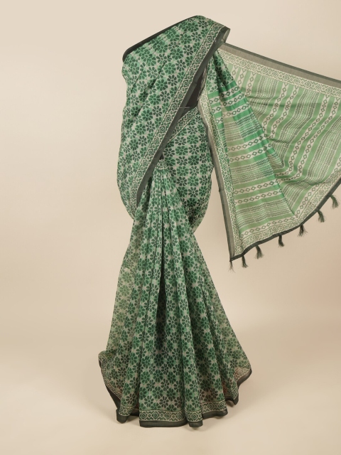 

Pothys Green Floral Printed Cotton Blend Saree