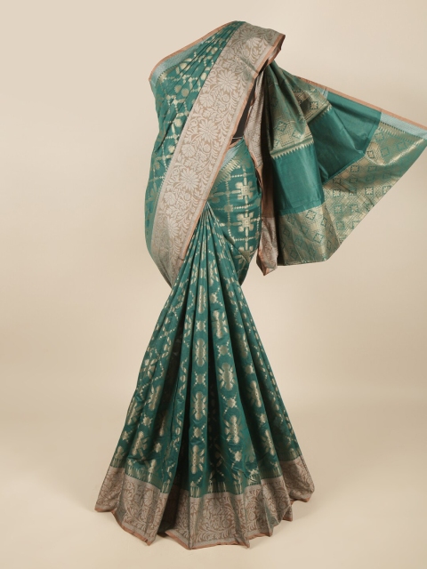 

Pothys Green & Peach-Coloured Woven Design Zari Saree