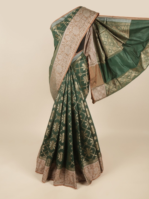 

Pothys Green & Gold-Coloured Ethnic Motifs Woven Zari Saree