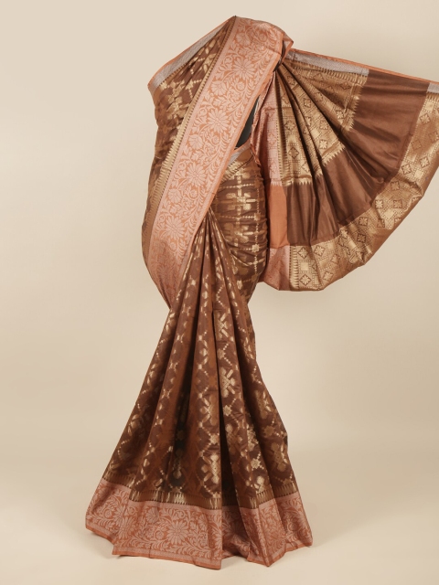 

Pothys Brown & Gold-Toned Woven Design Zari Saree