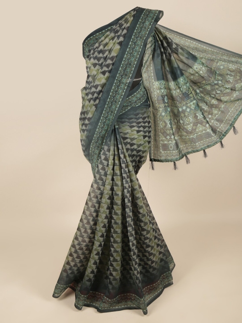 

Pothys Green & Black Printed Saree