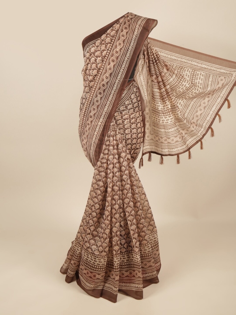 

Pothys Brown & Beige Batik Printed Saree