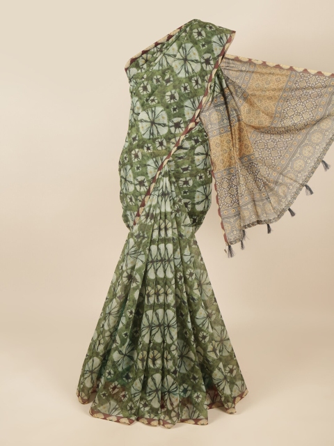 

Pothys Green & Beige Batik Saree