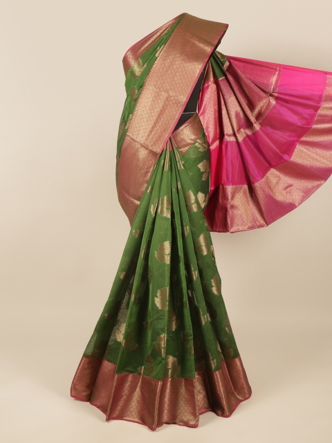 

Pothys Green & Pink Ethnic Motifs Zari Saree
