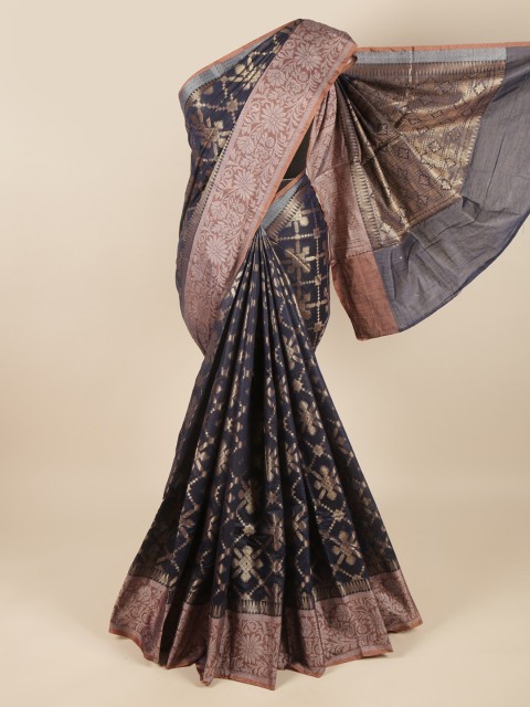 

Pothys Blue & Brown Floral Zari Saree