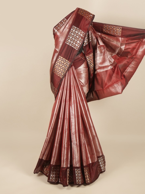 

Pothys Maroon & Silver-Toned Woven Design Zari Saree