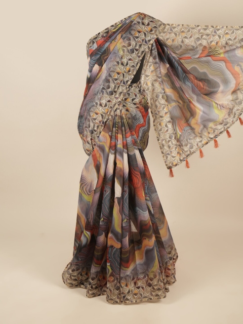 

Pothys Blue & Red Abstract Printed Saree