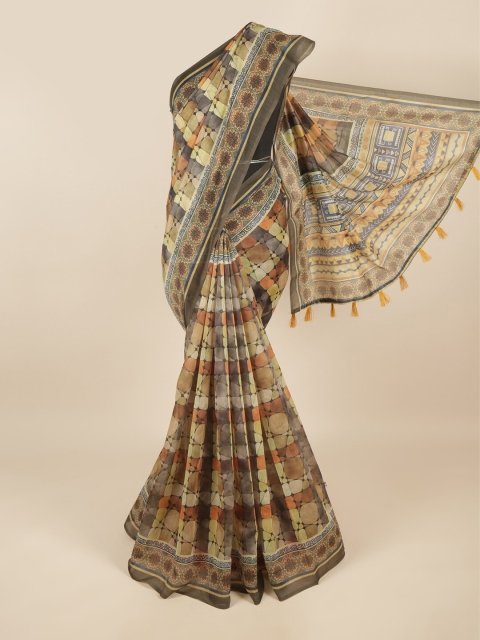 

Pothys Green & Beige Geometric Printed Saree