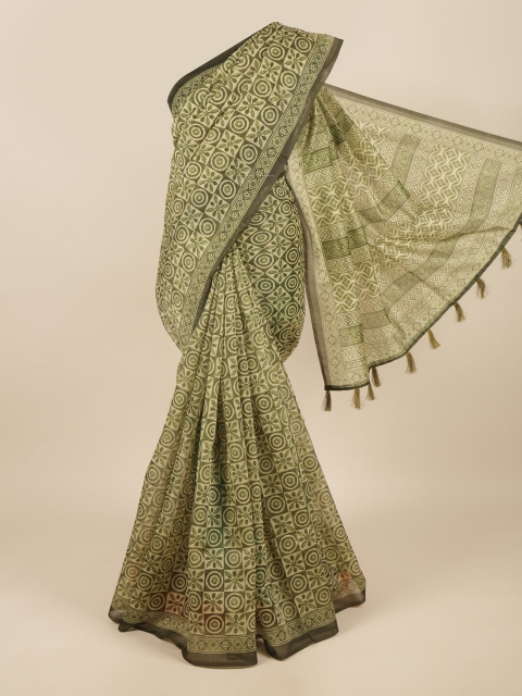 

Pothys Green Ethnic Motifs Printed Cotton Blend Saree