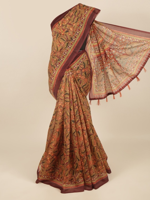 

Pothys Mustard & Maroon Kalamkari Printed Saree