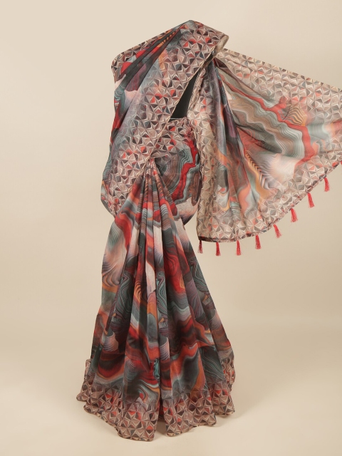 

Pothys Grey & Red Printed Saree