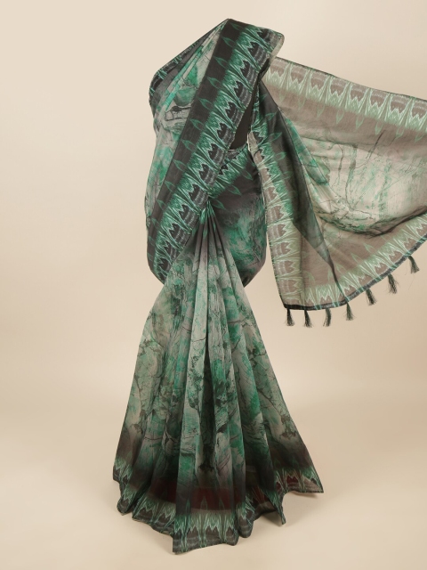 

Pothys Green & Black Abstract Printed Saree