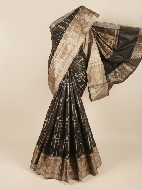 

Pothys Black & Gold-Toned Woven Design Zari Saree