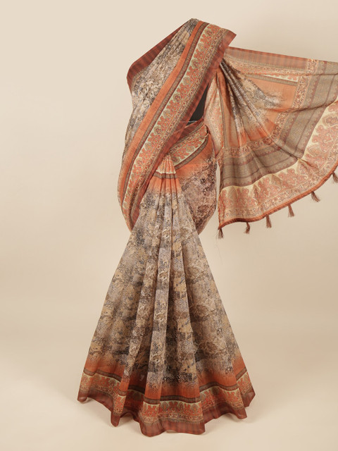 

Pothys Brown & Orange Abstract Printed Saree