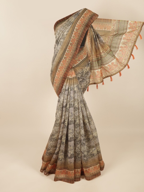 

Pothys Grey Ethnic Motifs Printed Cotton Blend Saree