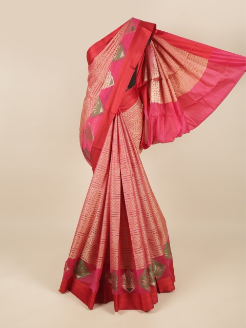 

Pothys Pink & Gold-Toned Floral Saree