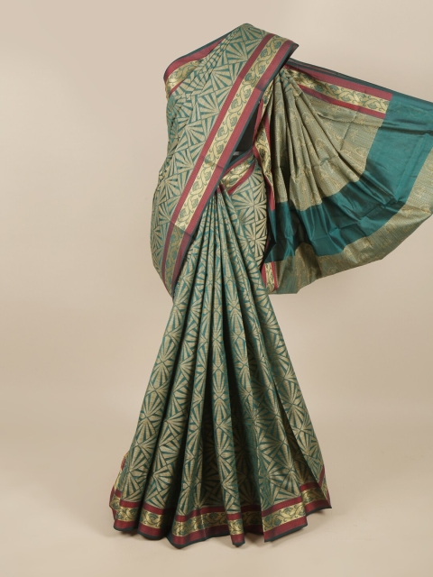 

Pothys Green & Beige Floral Zari Saree