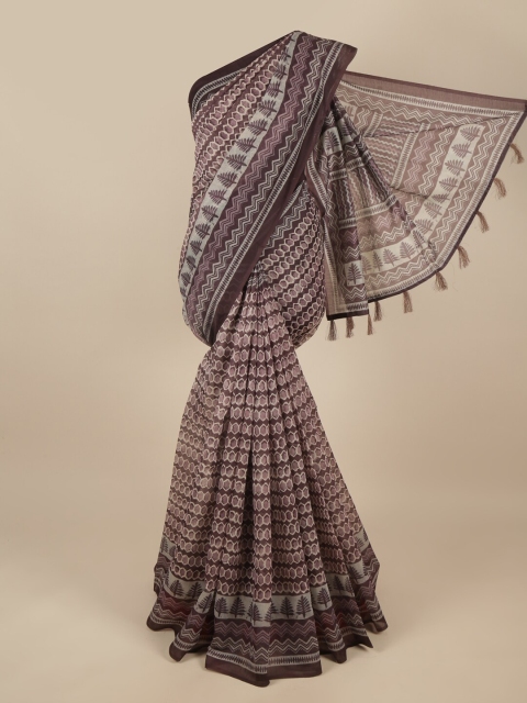 

Pothys Purple & White Printed Saree