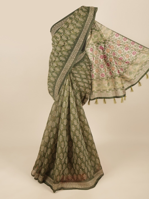 

Pothys Green & Beige Ethnic Motifs Printed Saree