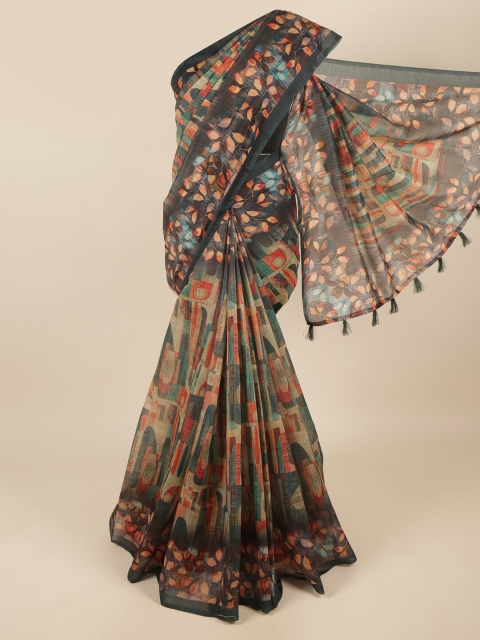 

Pothys Orange & Blue Floral Saree