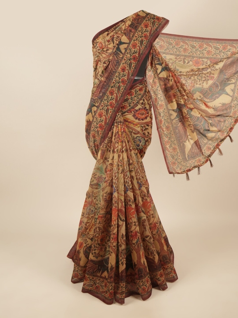

Pothys Brown & Beige Kalamkari Printed Saree