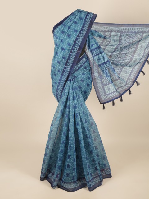 

Pothys Blue & Off-White Batik Printed Saree