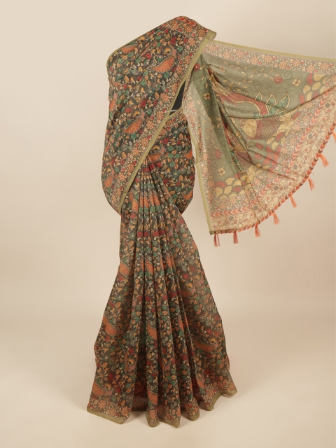 

Pothys Orange & Green Floral Saree