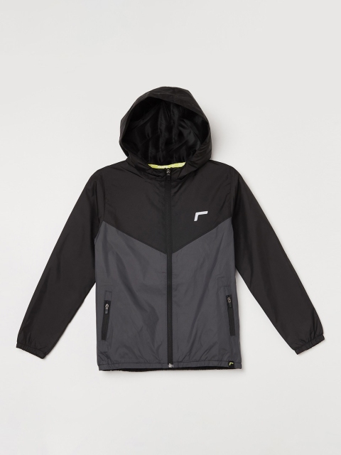 

Fame Forever by Lifestyle Boys Black Colourblocked Lightweight Hooded Jacket