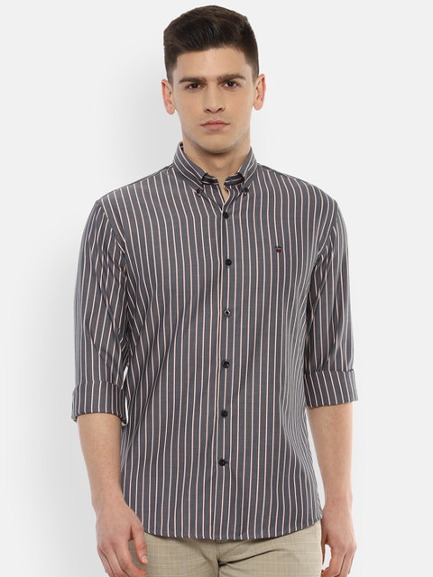 

Louis Philippe Sport Men Grey Slim Fit Striped Casual Shirt