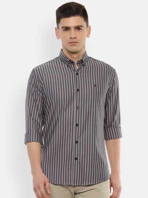 

Louis Philippe Sport Men Grey Slim Fit Striped Casual Shirt