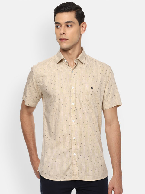 

Louis Philippe Sport Men Beige Slim Fit Printed Pure Cotton Casual Shirt