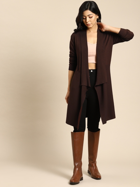 

COVER STORY Women Brown Open Front Longline Shrug