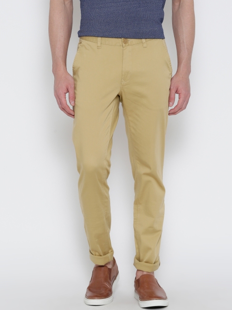 

John Players Men Khaki Solid Slim Fit Chino Trousers
