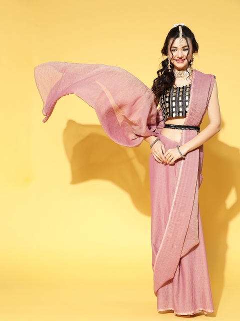 

Saree mall Mauve Solid Party Saree with Matching Blouse