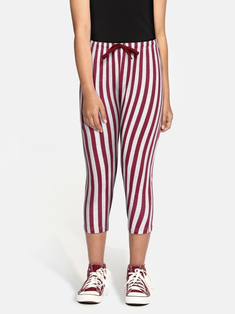 

SEYBIL Girls Charcoal Grey & Black Striped Capris