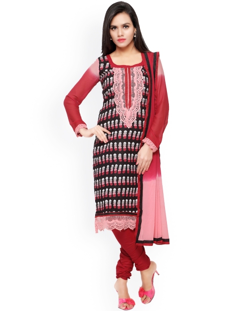 

Touch Trends Red & Pink Printed Cotton Untitched Dress Material