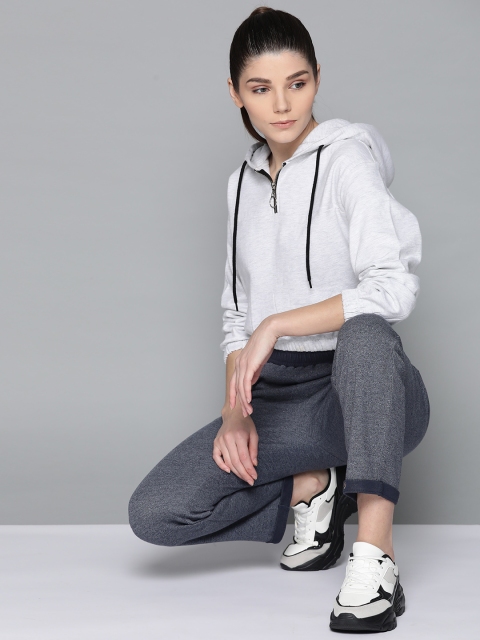 

VividArtsy Women Navy Blue Cotton Adjustable Roll-Up Trackpant