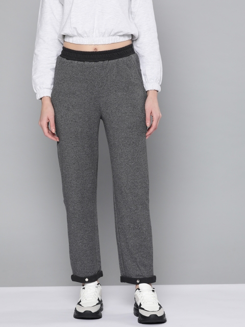 

VividArtsy Women Black Cotton Adjustable Roll-Up Trackpant