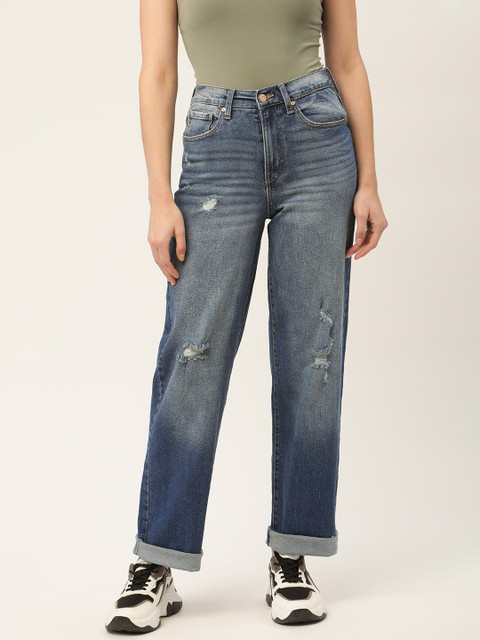

Malachi Women Blue High-Rise Mildly Distressed Heavy Fade Denim Flared Jeans